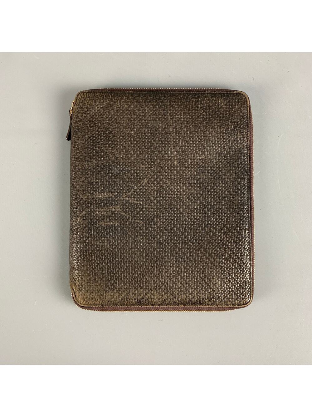 BLOOMINGDALE'S Brown Textured Leather Portfolio Handbag & Leather Goods